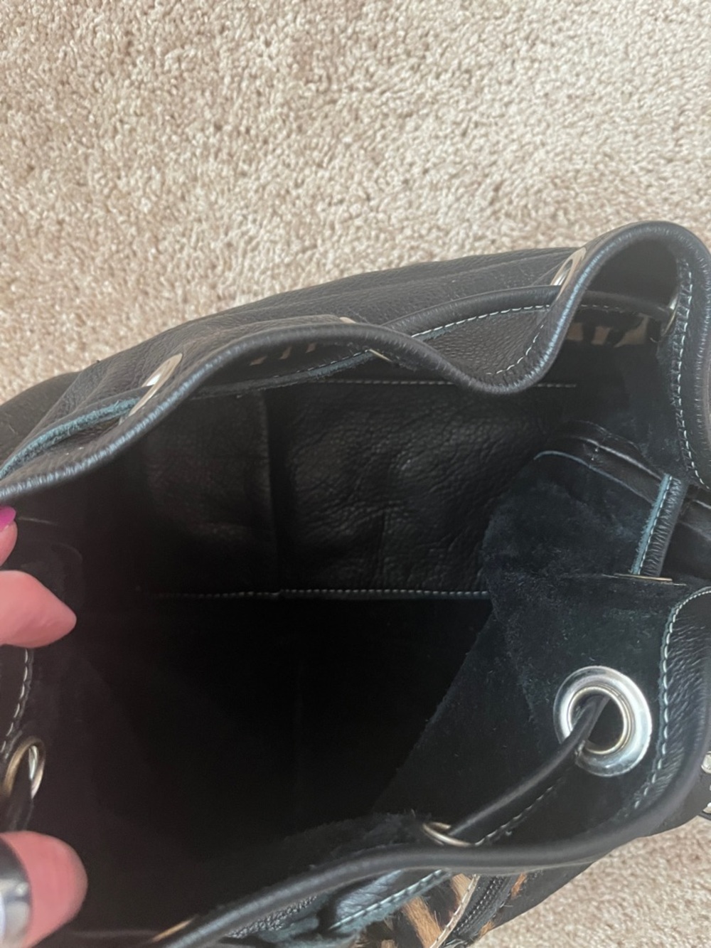 Rainstar Ranch Leatherrock USA Zebra Drawstring Purse - Picture 9 of 13